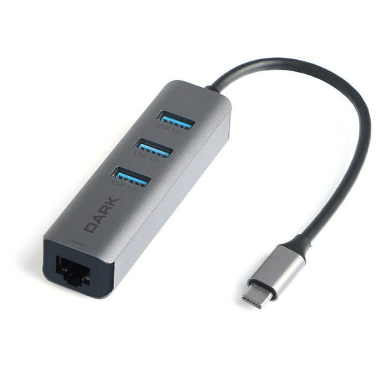 DARK USB3.1 Type C 3x USB3.0 Hub 1x Gigabit Ethernet Çoklayıcı DK-AC-U31X3GL resmi